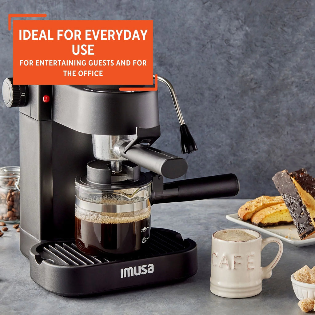 4 Cup Capacity Electric Espresso Cappuccino Maker 800 Watts Black F393