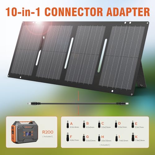 300W Portable Solar Generator with 60W Solar Panel Orange Q407047