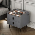 1 Pack Nightstand with Wireless Charging Station and LED Lights Grey W79740