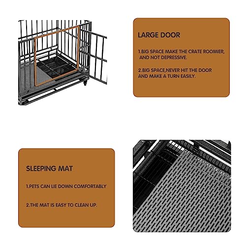 Heavy Duty Extra Large Dog Crate with Wheels 38/42/46 Inch Kennel L233