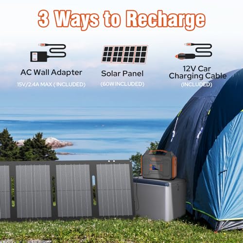 300W Portable Solar Generator with 60W Solar Panel Orange Q407047