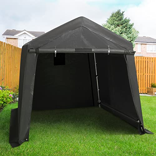 Gray 10x10 ft Heavy Duty Portable Canopy Shelter Carport with 2 Roll up Zipper Doors L573438