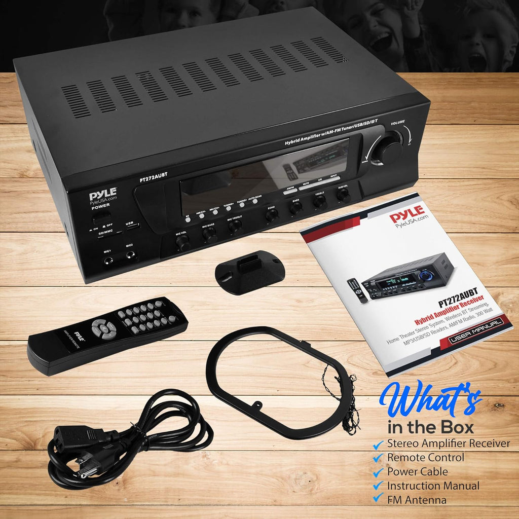 300W 4 Channel Bluetooth Stereo Receiver with USB, AM FM, RCA K48924