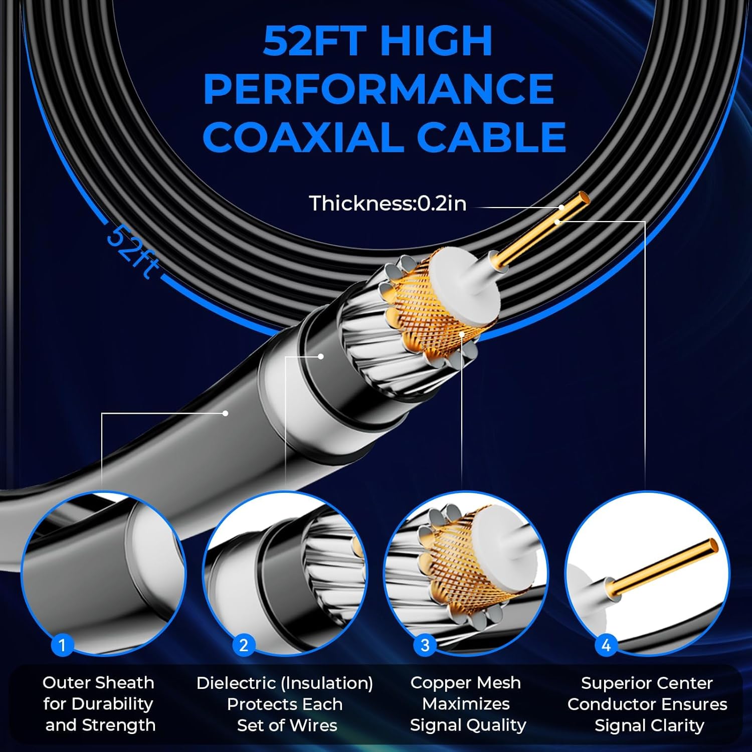 Amplified HD TV Antenna with 52ft Coax Cable Z819