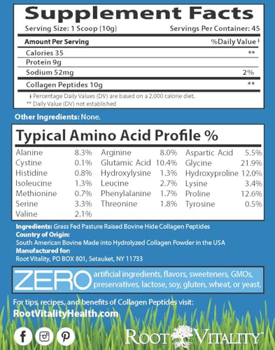 Collagen Peptides Powder, Grass-Fed, Hydrolyzed Protein Supplement (45 Servings) L422