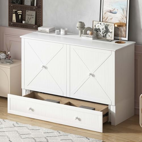 Queen Size Murphy Bed with Tri-Folding Mattress and Drawers H52517