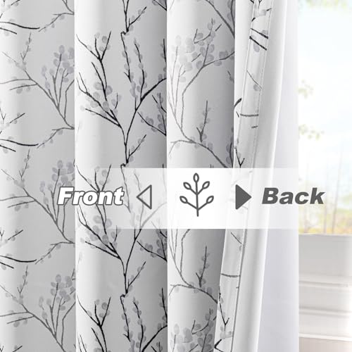 Brown Branch Print Thermal Insulated Curtain, 100Wx84L Inch, 1 Panel G40350