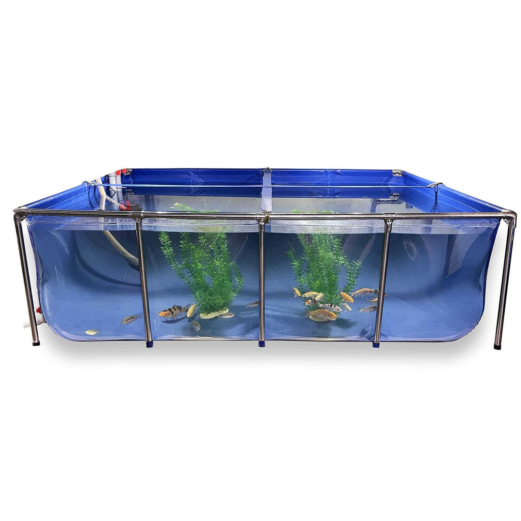 PVC Canvas Fish Pond with Steel Frame, Transparent Viewing Panel and Drain Valve Q29136