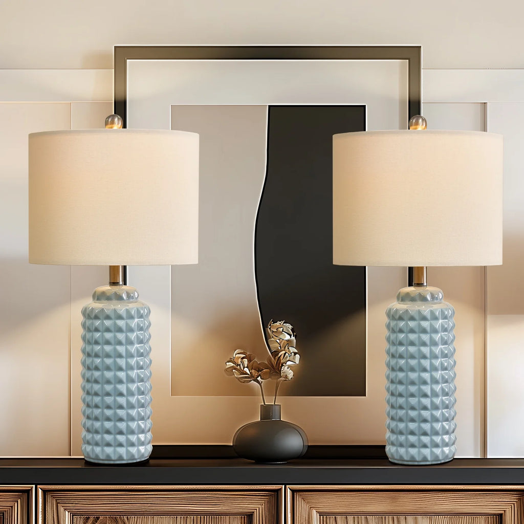 Light Blue 24.5" Ceramic Table Lamp Set of 2 K4290