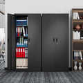 Black Steel Storage Cabinet with 2 Doors and 4 Shelves D8516