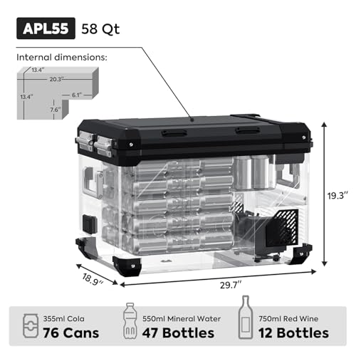 58Qt Dual Zone Portable Refrigerator Freezer with SECOP Compressor J619