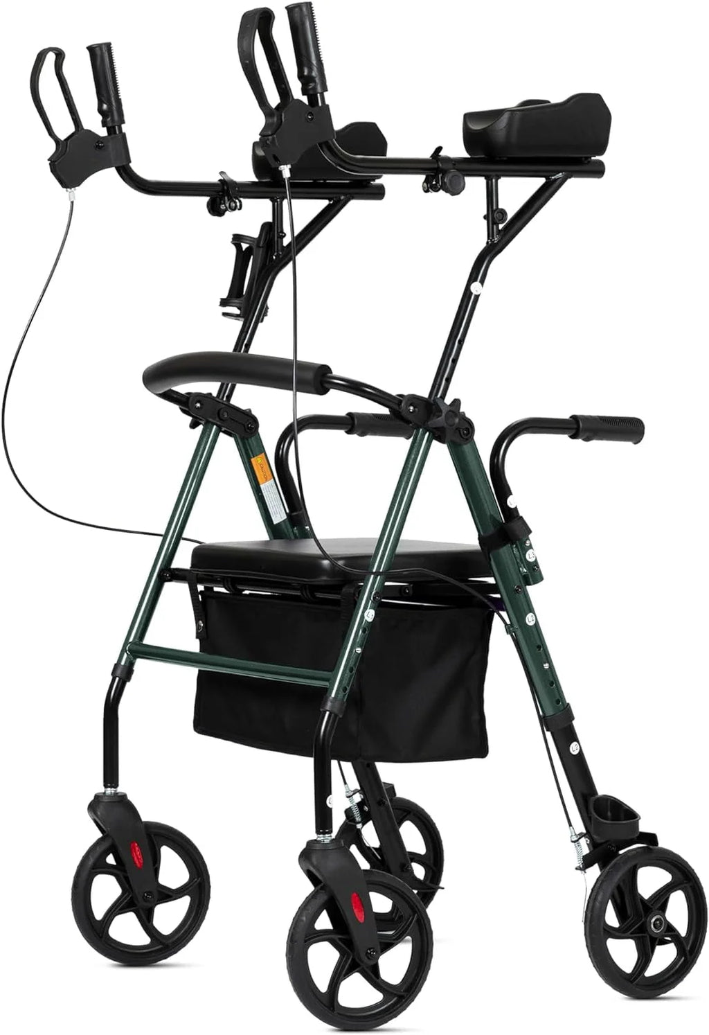 Red Aluminum Upright Rollator Walker with Seat and Backrest A32531