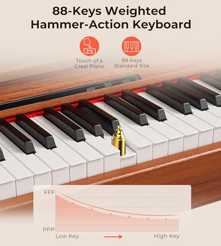 Golden Wood Color Digital Piano 88 Key Weighted Keyboard J3575
