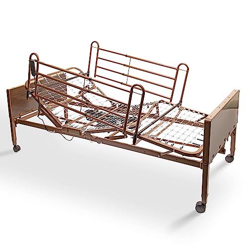 36" x 80" Adjustable Height Electric Hospital Bed with Foam Mattress and Half Rails A837