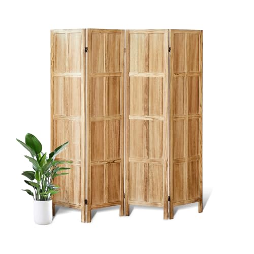 5.6 FT Folding Wooden Room Divider (Light Brown) M1488