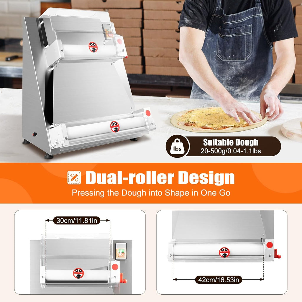 Electric Pizza Dough Roller Machine 15.7" 370W O22762