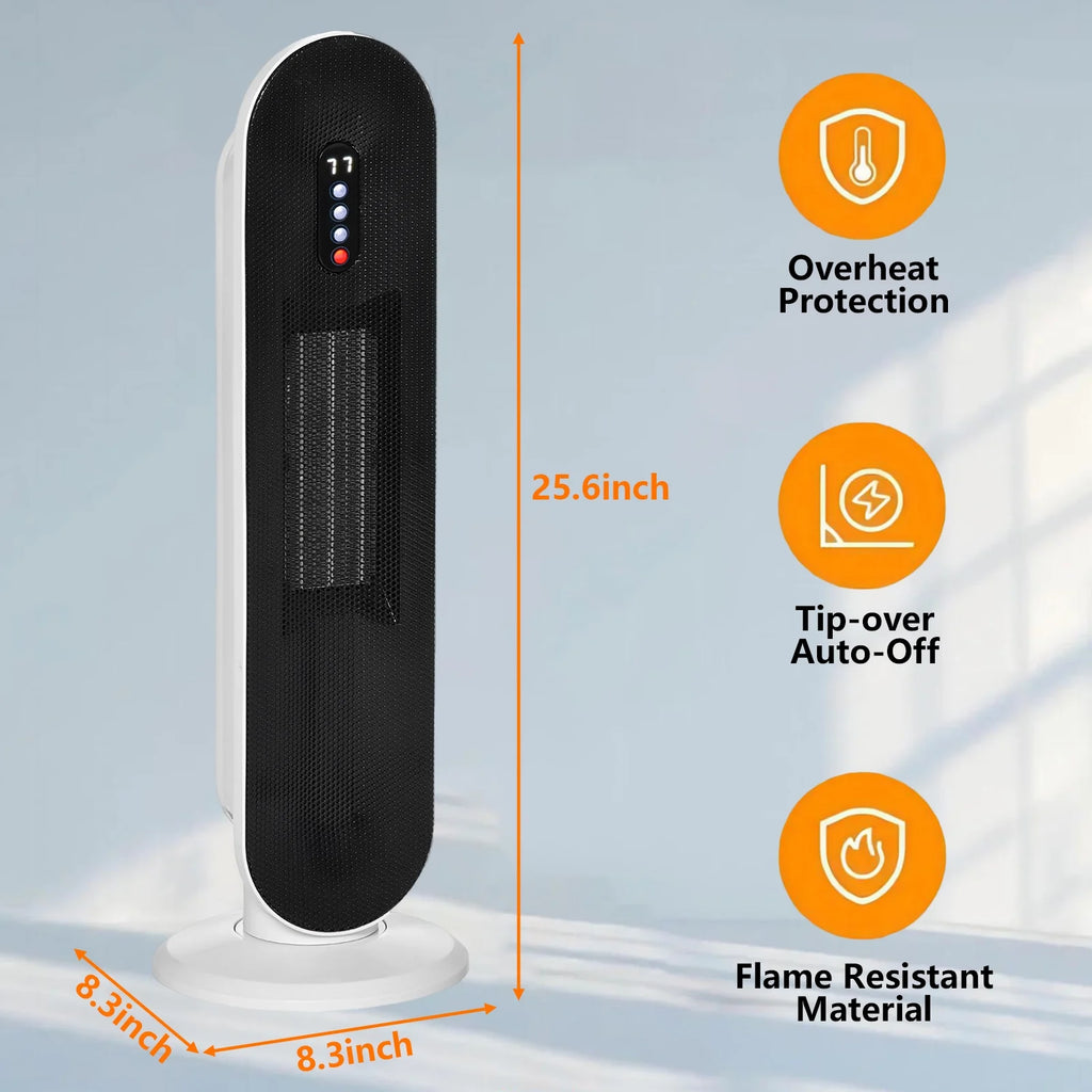 White Portable Electric Heater with Thermostat Timer A44204