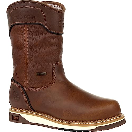 Brown Amp Lt Wedge Waterproof Pull on Industrial Boot W748043