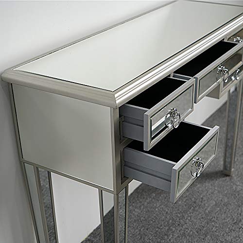 Silver Mirrored Vanity Desk with 3 Drawers C50421