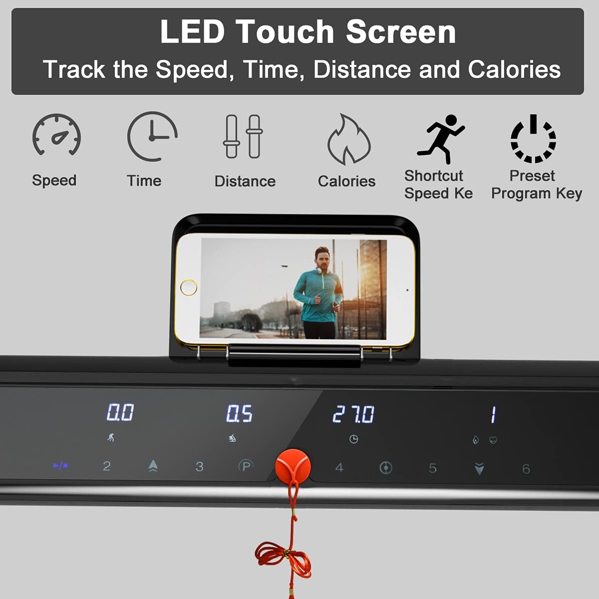 Compact Electric Treadmill with LED Touch Screen C972886