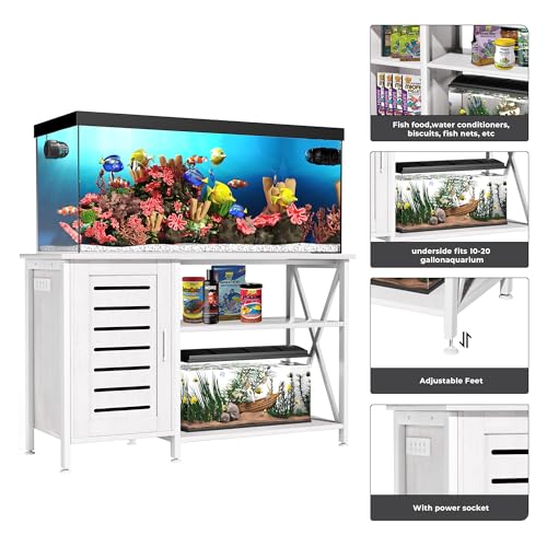 White 55-75 Gallon Fish Tank Stand with Metal Frame Y697529