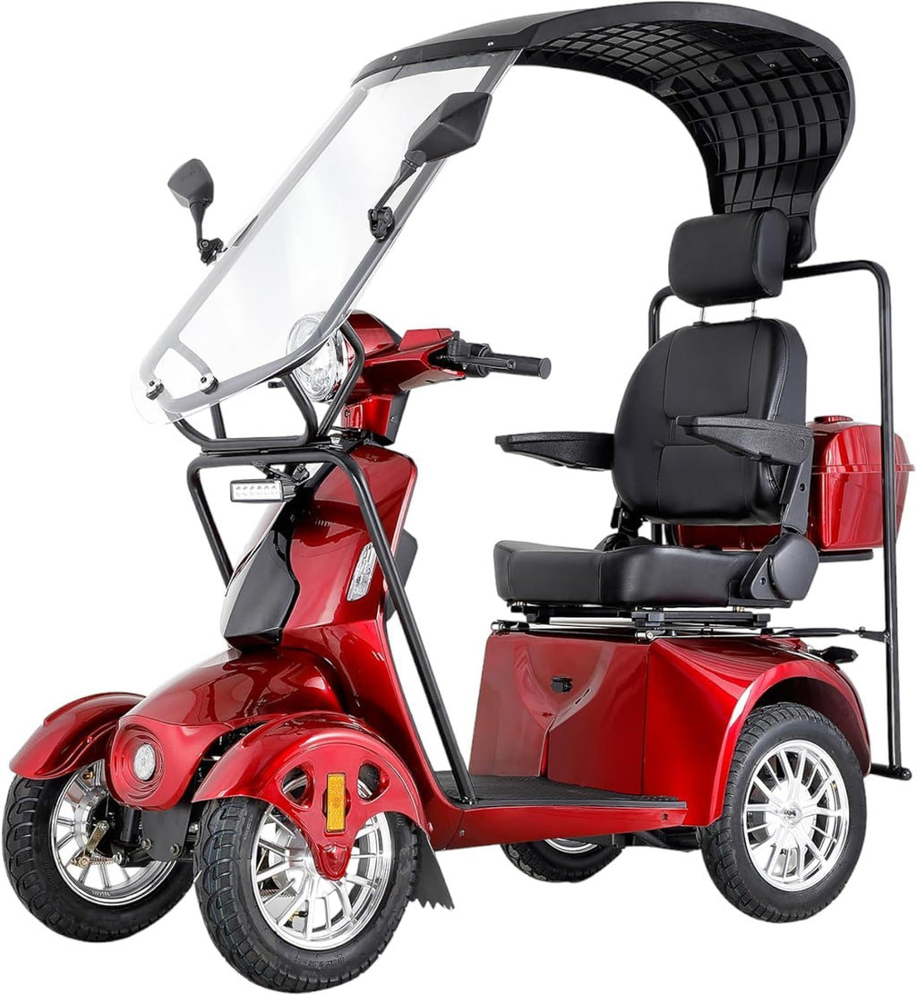 800W Heavy Duty Mobility Scooter with Roof & Windshield 500lbs Capacity B837574