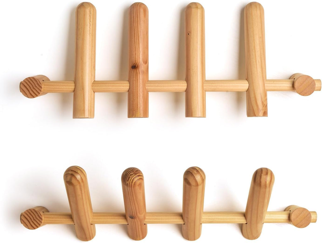 Wooden Wall Mounted Coat Rack with 4 Pegs M1398