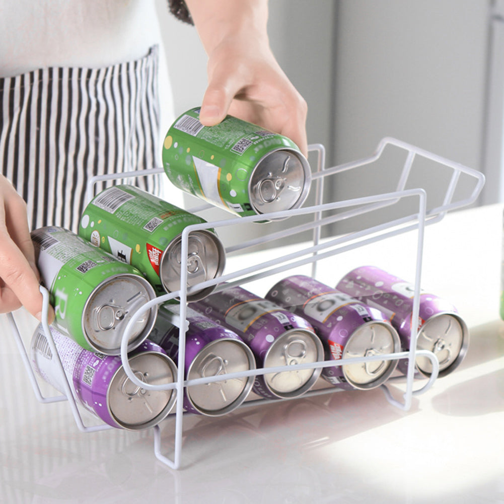 Double-layer Beer Soda Can 10 Storage Box Fridge Organizer E8919