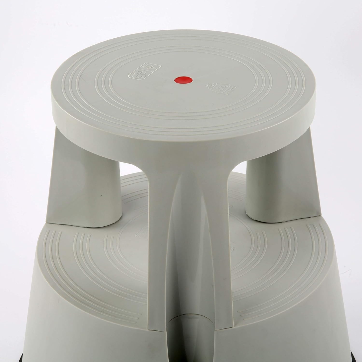 Gray Rolling 2-Step Plastic Stepstool with Non-Slip Platform Wheels V2611