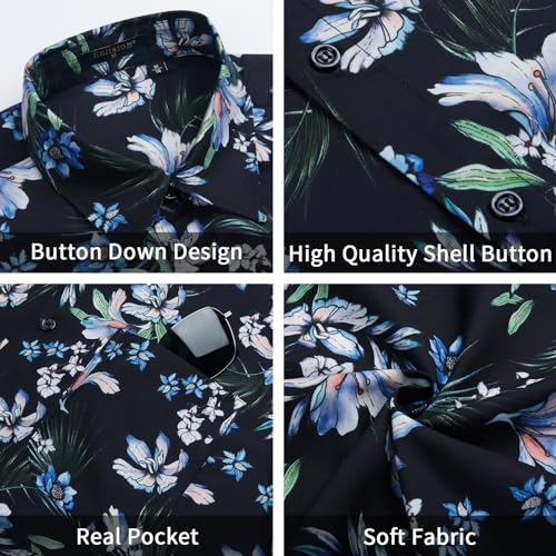 Men's Short Sleeve Floral Button Down Tropical Shirt I962