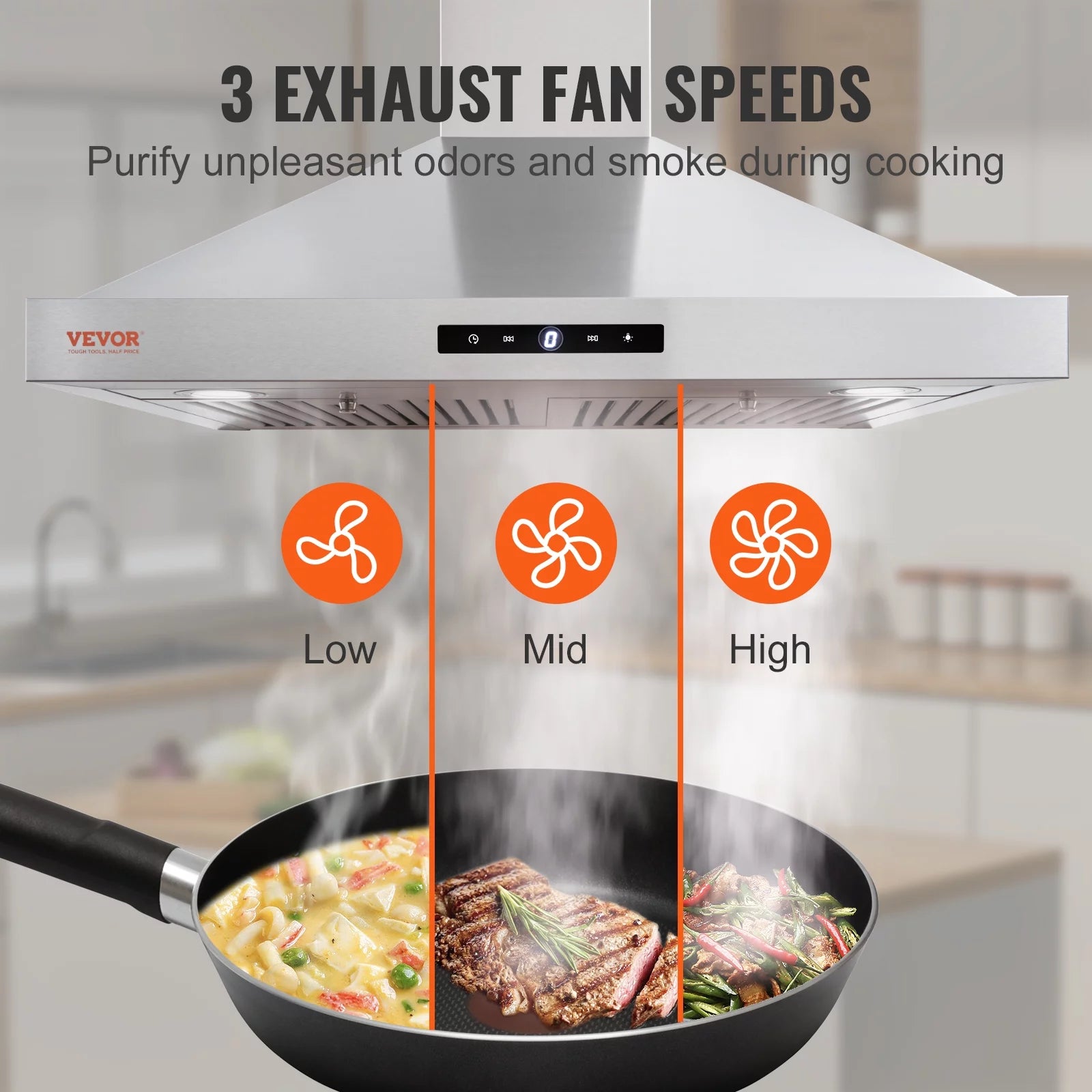 30" 350cfm 3 Speed Wall Mount Range Hood Stainless Steel C385