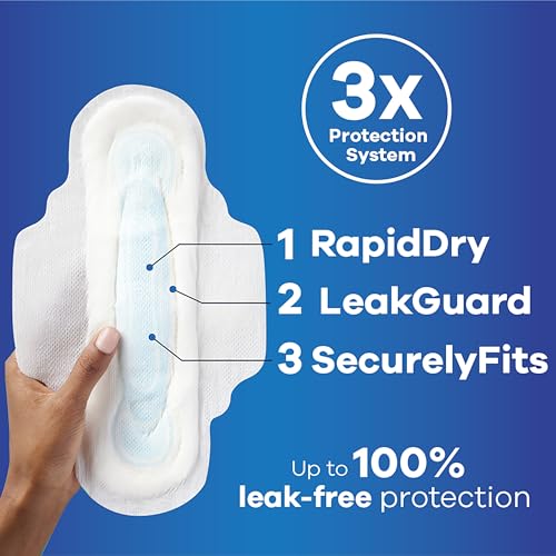 Size 2 Long Super Absorbency Unscented Maxi Pads with Wings, 42 Count P8411