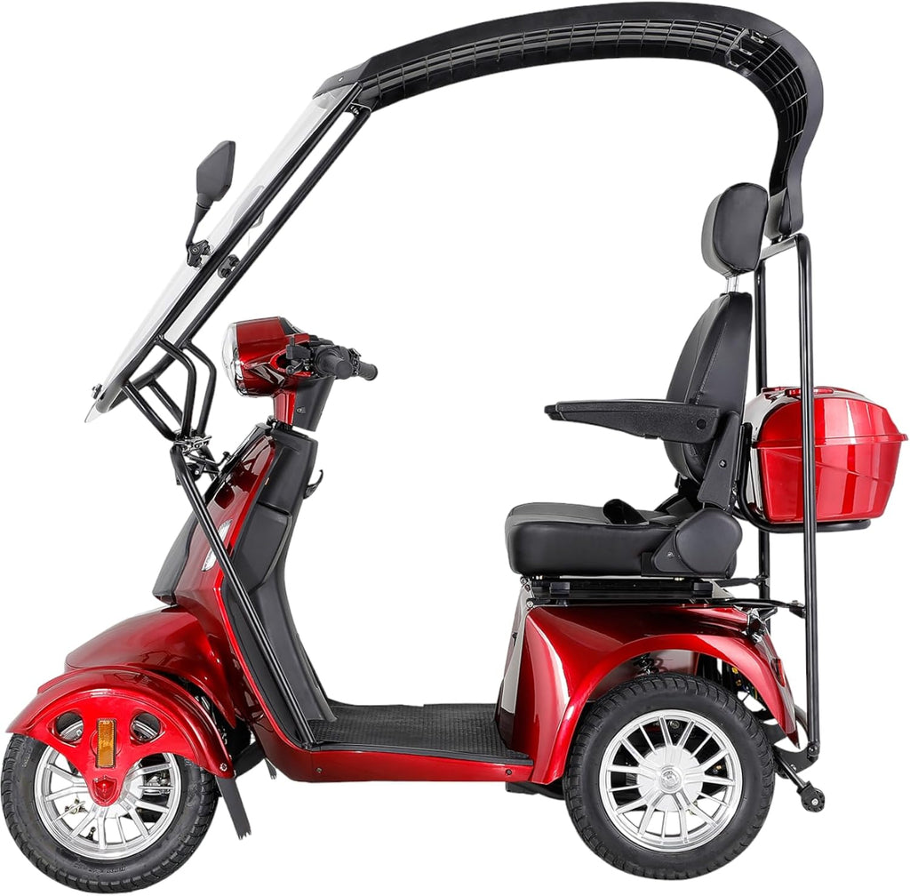 800W Heavy Duty Mobility Scooter with Roof & Windshield 500lbs Capacity B837574