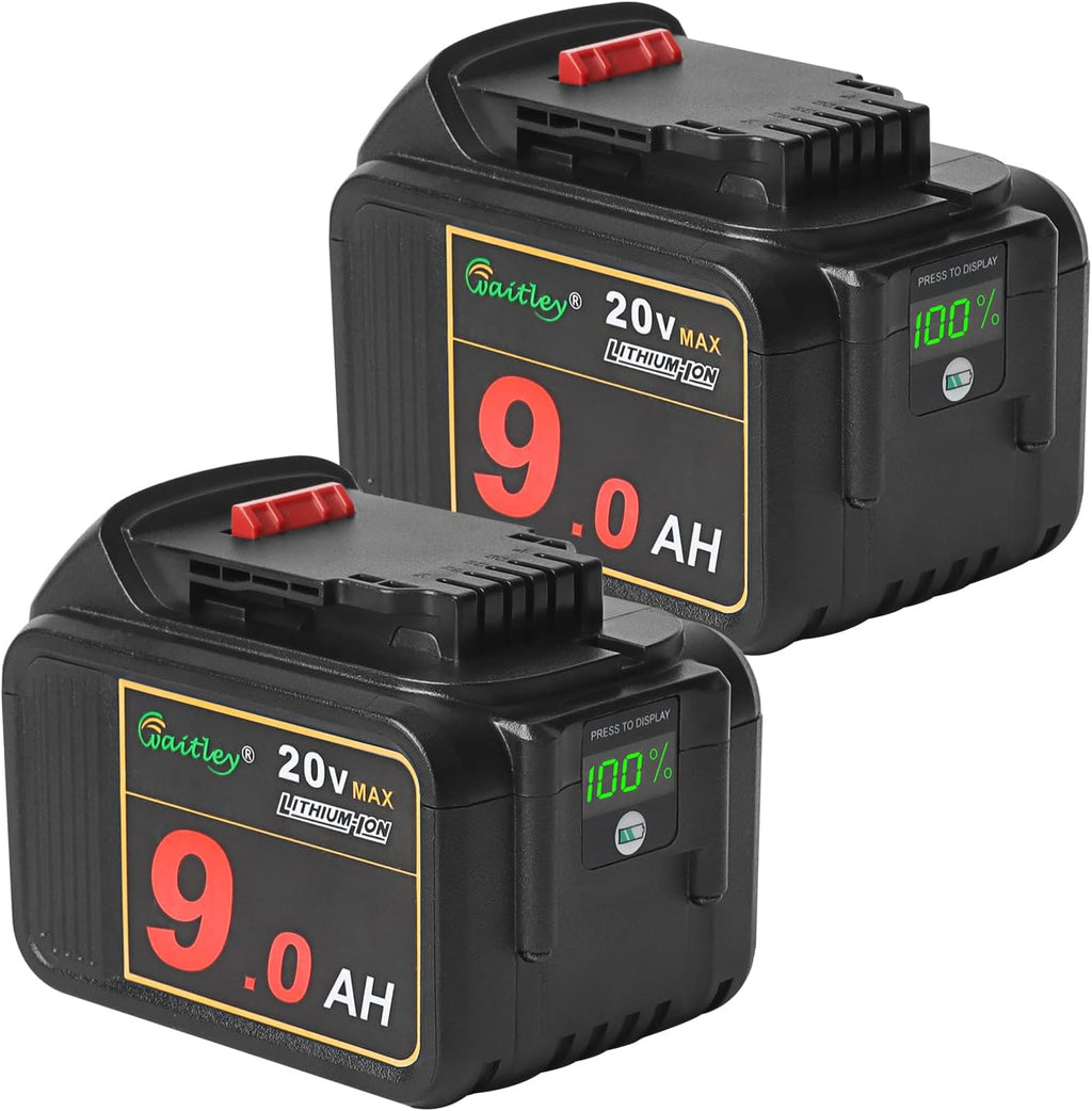 2 Pack 20V 9.0Ah Replacement Battery for Cordless Power Tools with LED Indicator T12280