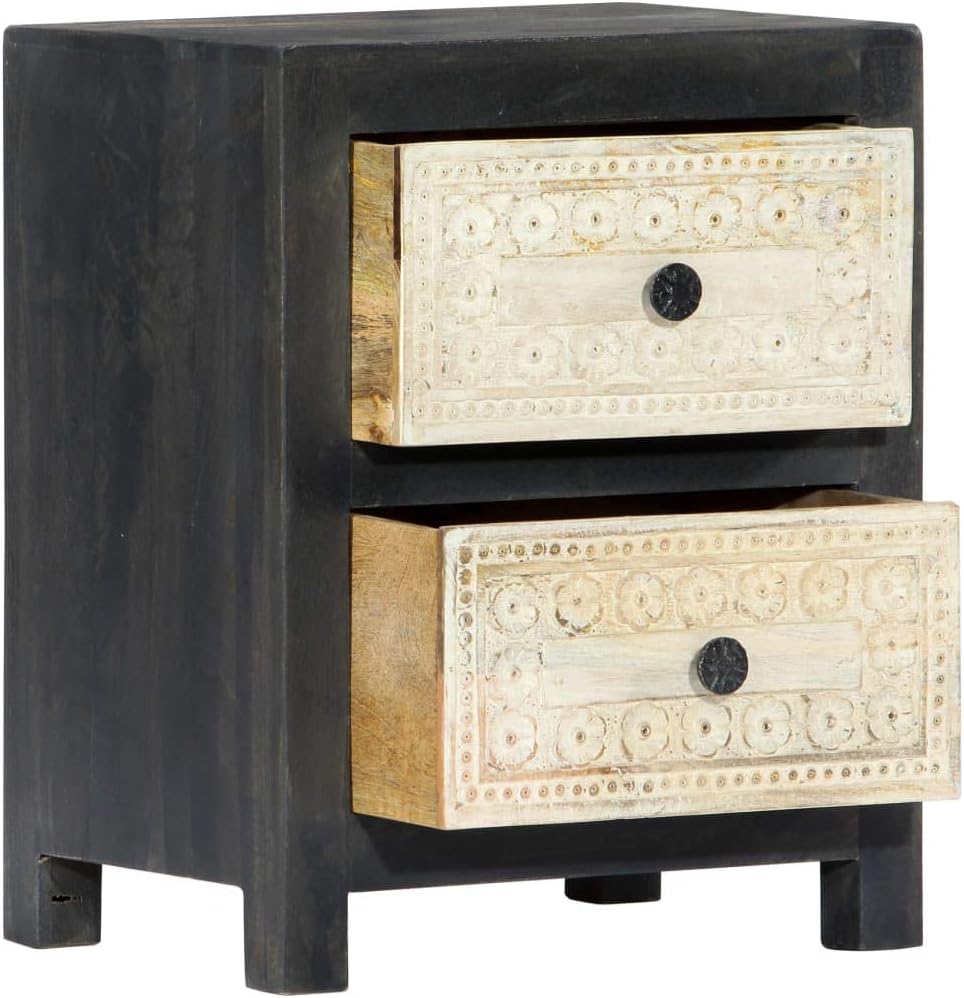 Gray Solid Mango Wood Bedside Cabinet 15.7"x11.8"x19.7" X63753