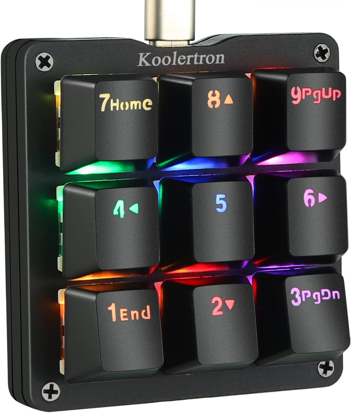 One Handed Mechanical Keyboard with RGB LED Backlit 9 Programmable Keys Blue Switches W708