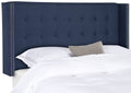 Navy Linen Tufted Winged Headboard Queen E85477