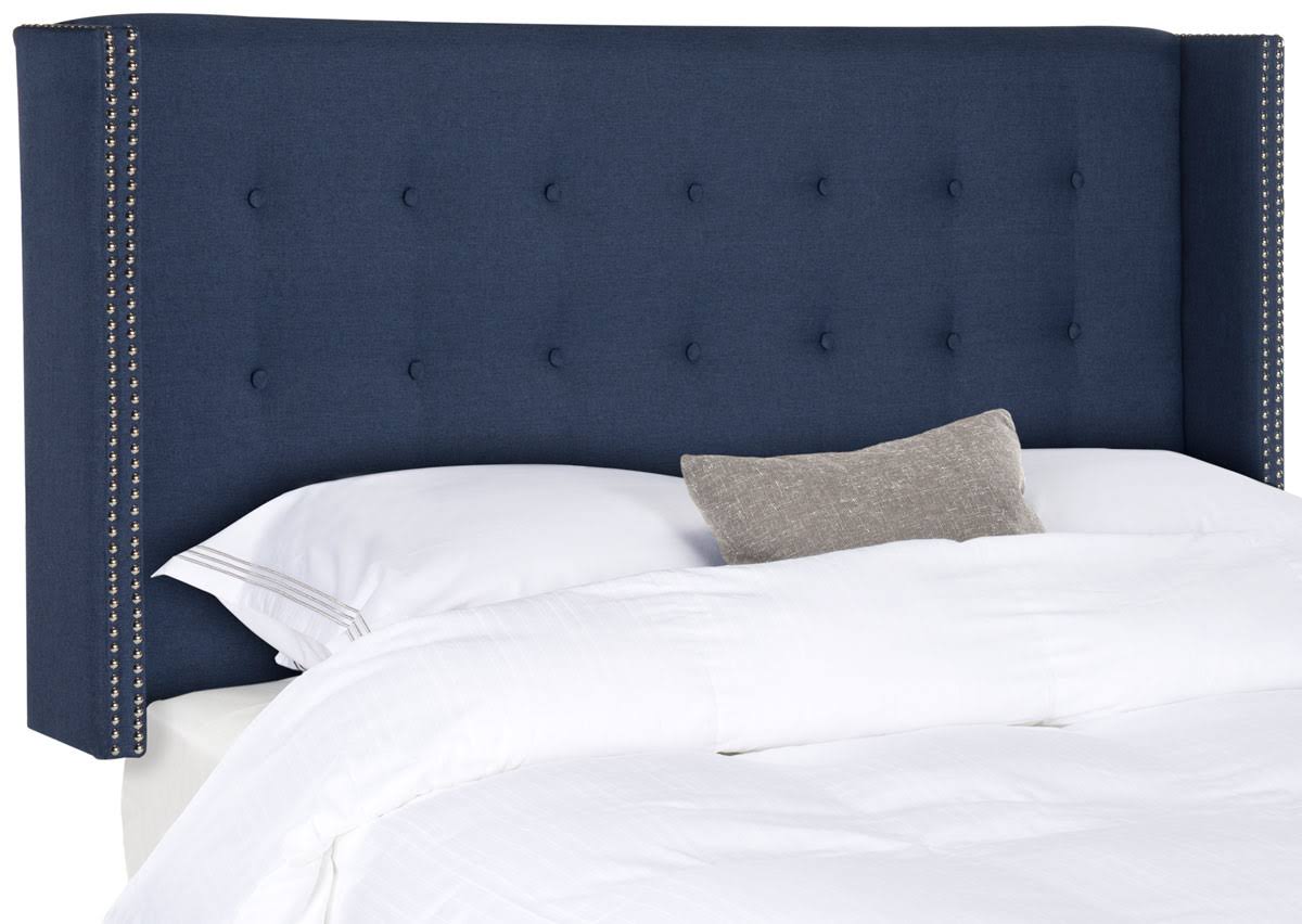 Navy Linen Tufted Winged Headboard Queen E85477