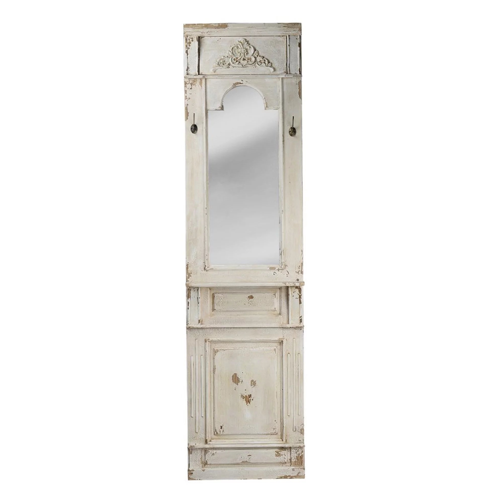 White Distressed Wooden Framed Rectangular Dresser T39594