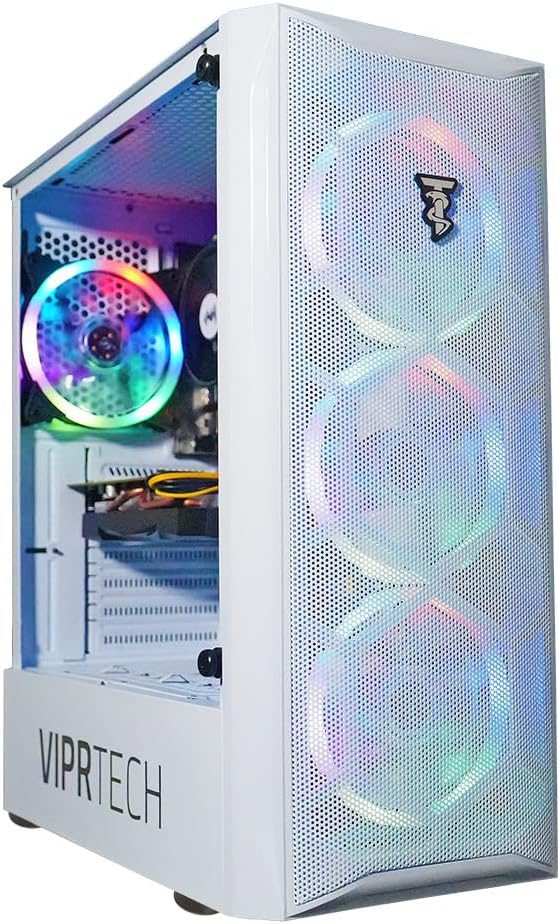White Intel Core i7 AMD RX 580 8GB 16GB RAM 1TB NVMe SSD Desktop Computer Tower U380