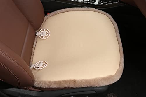 Beige Sheepskin Auto Front Seat Cushion Car Seat Cover R44352
