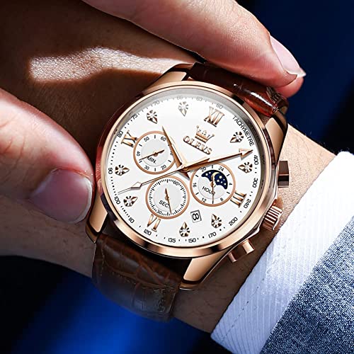Leather Chronograph Analog Quartz Wrist Watch H502861
