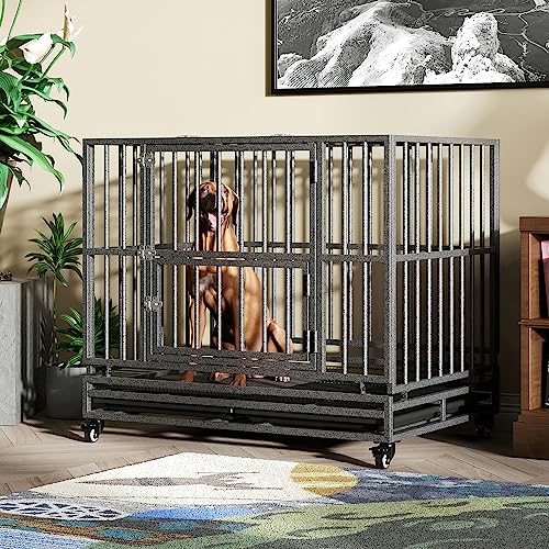 Heavy Duty Extra Large Dog Crate with Wheels 38/42/46 Inch Kennel L233