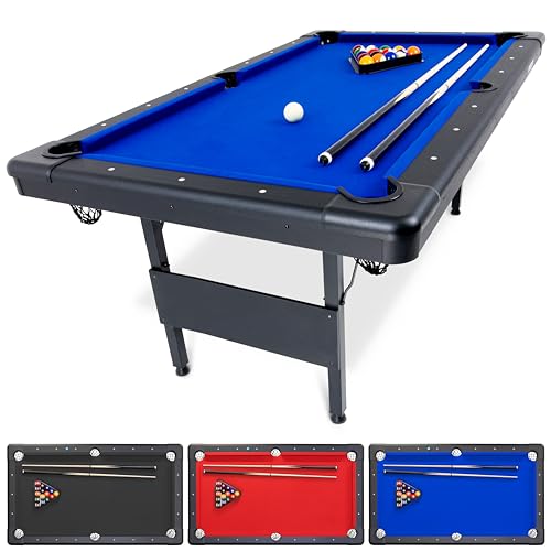 6, 7, or 8 ft Portable Billiards Table with Balls, 2 Cue Sticks, Chalk and Felt Brush V42015