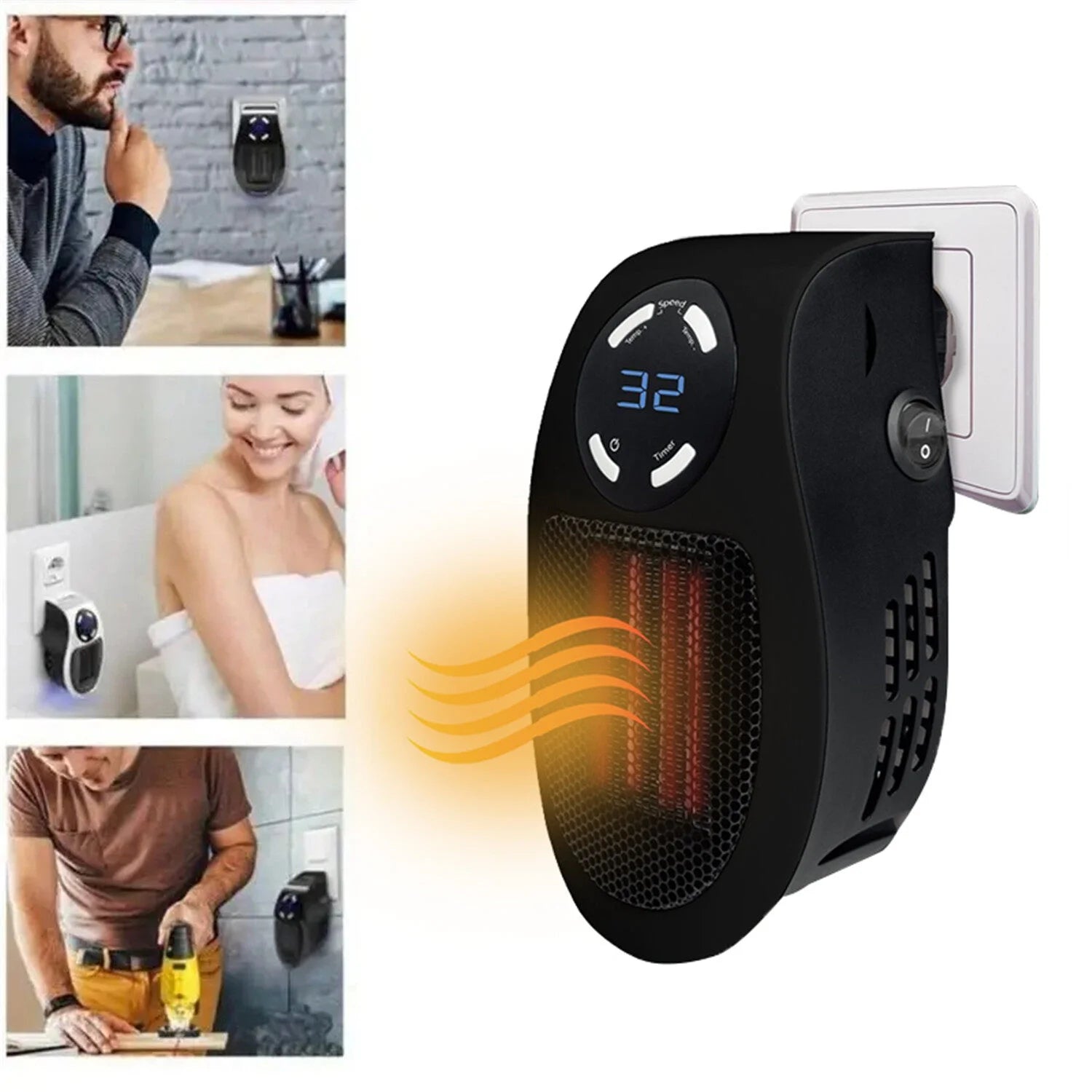 500W portable wall mounted heater with adjustable thermostat timer P685440