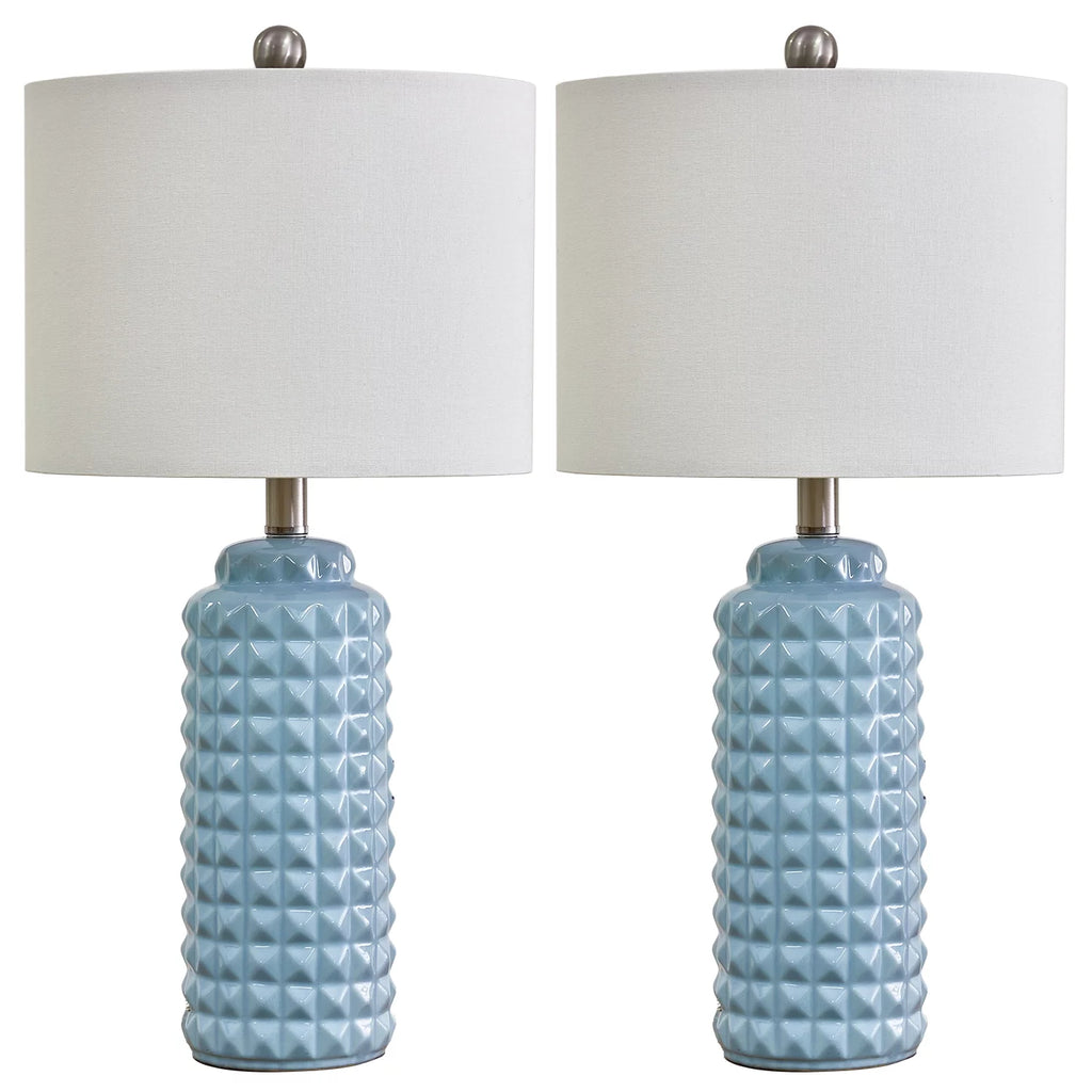 Light Blue 24.5" Ceramic Table Lamp Set of 2 K4290