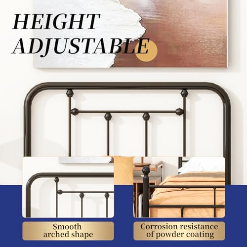Twin Size Metal Headboard Black Steel L386