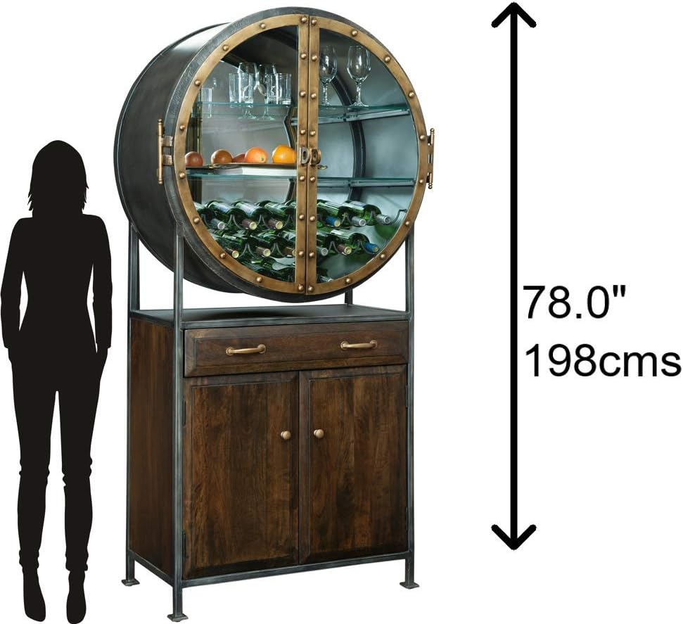 Distressed Hardwood Wine Bar Cabinet B4847