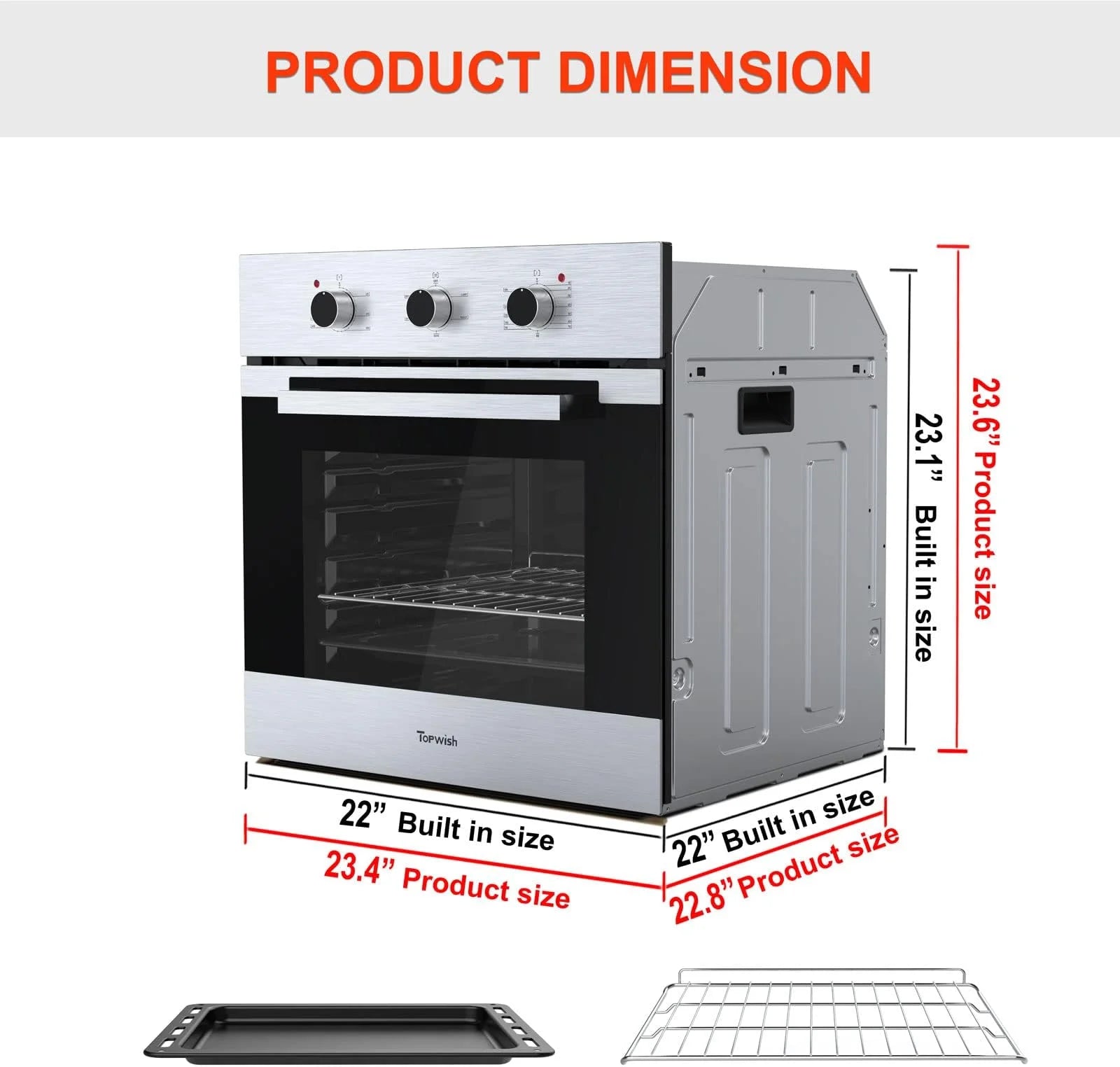 2.3 Cu.ft. 24" Single Electric Wall Oven with Stainless Steel Finish X389