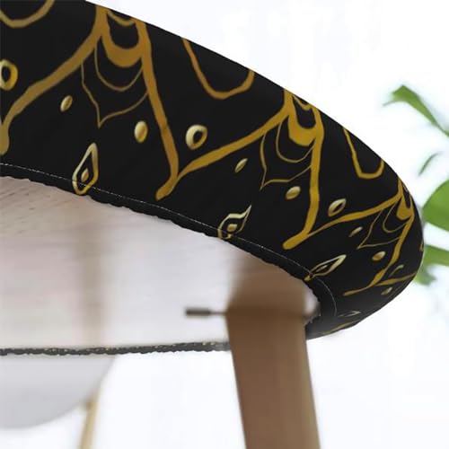 Multicolor Elastic Fitted Round Tablecloth Plaid Fits 45"-50" Diameter Tables R961847